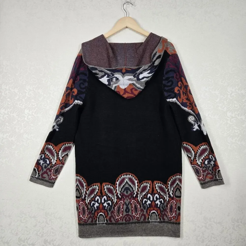 Max Sport Hooded Longline Cardigan XL Black Orange Open Front Pockets $368 SRP - Picture 7 of 16